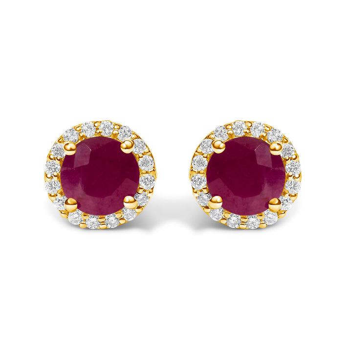 10K White Gold Purple Amethyst and 1/6 Cttw Diamond Halo Stud Earring