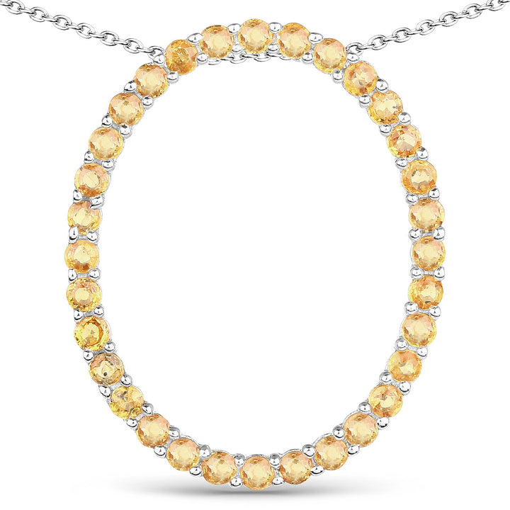 3.84 Carat Genuine Yellow Sapphire .925 Sterling Silver Pendant