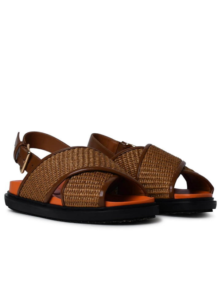 Marni Brown Raffia Blend Fussbett Sandals Women