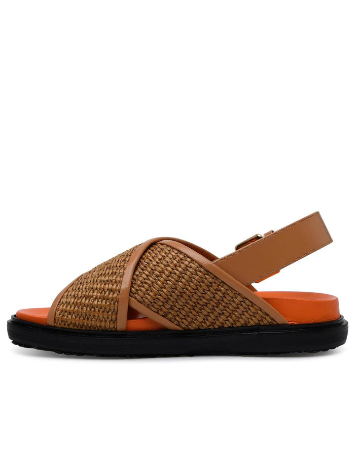 Marni Brown Raffia Blend Fussbett Sandals Women