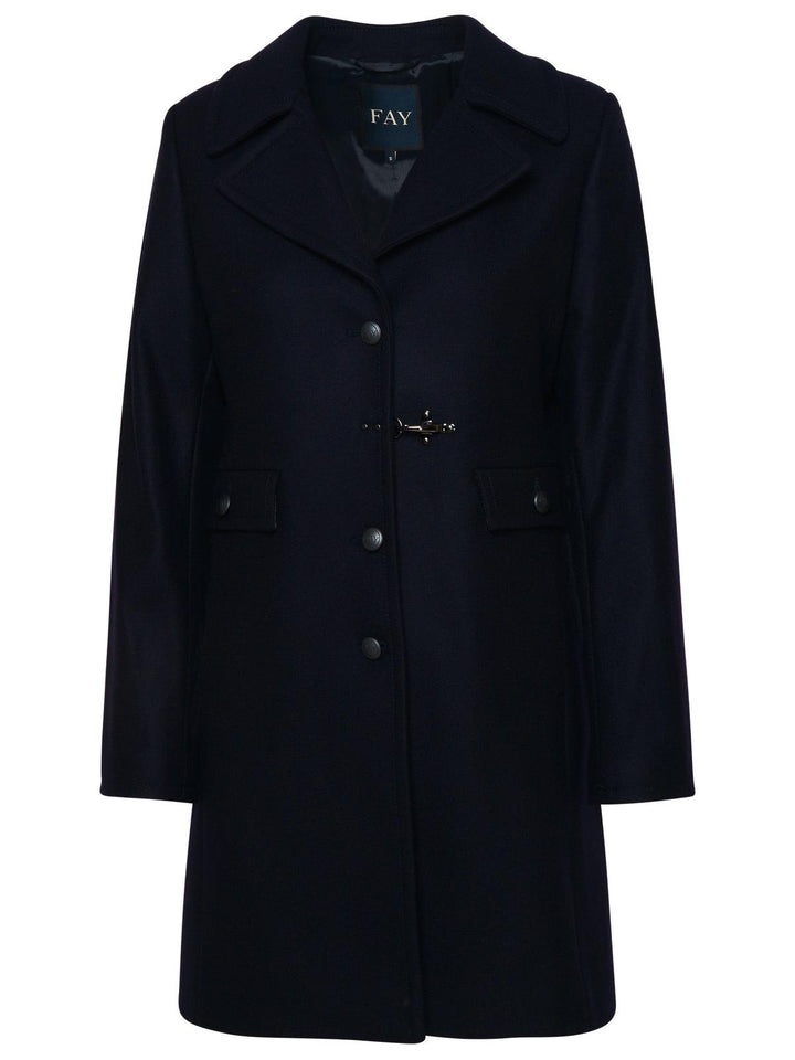 Fay Navy Virgin Wool Blend Coat Women