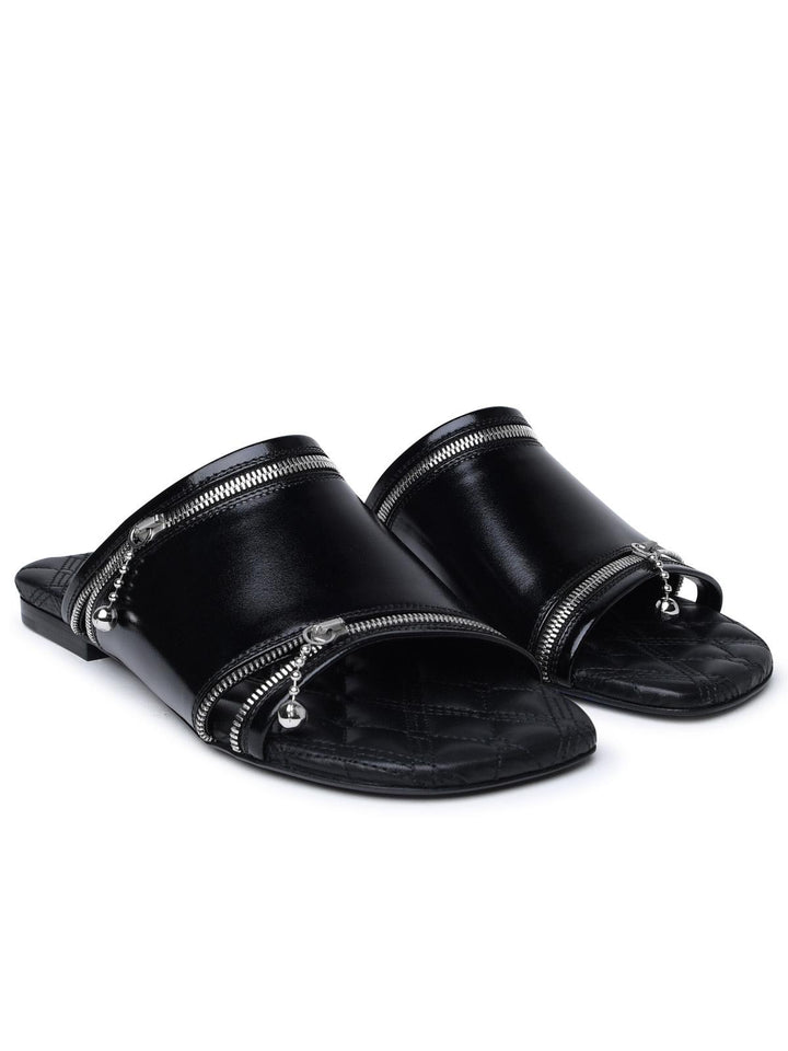 Burberry Black Leather Slippers Women