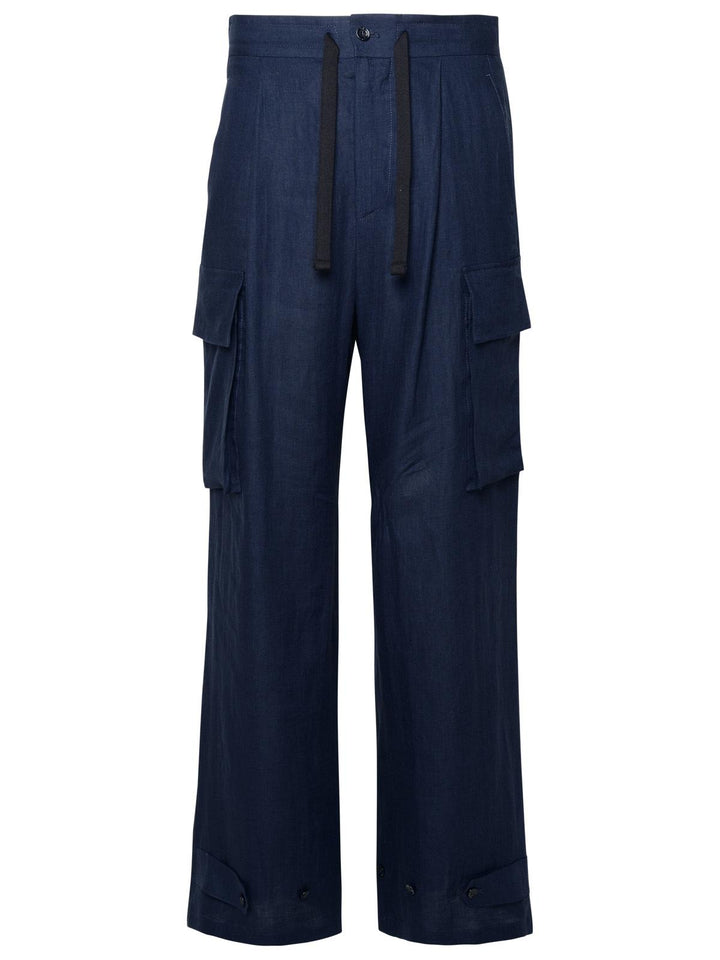 Dolce &amp; Gabbana Blue Linen Cargo Pants