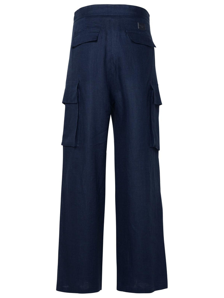 Dolce &amp; Gabbana Blue Linen Cargo Pants
