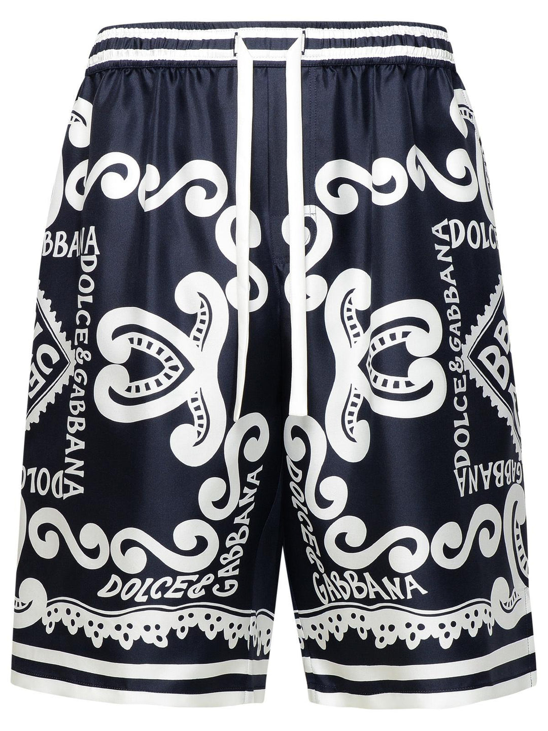 Dolce &amp; Gabbana Bermuda Shorts Navy Silk Joggers