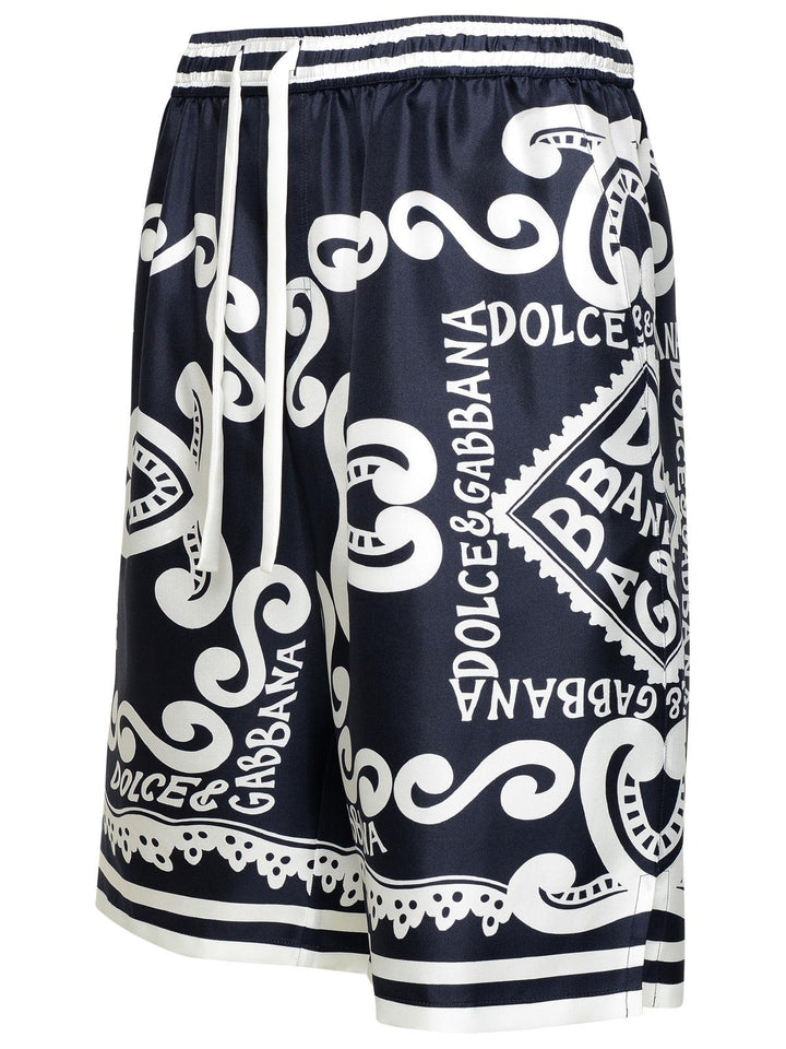 Dolce &amp; Gabbana Bermuda Shorts Navy Silk Joggers