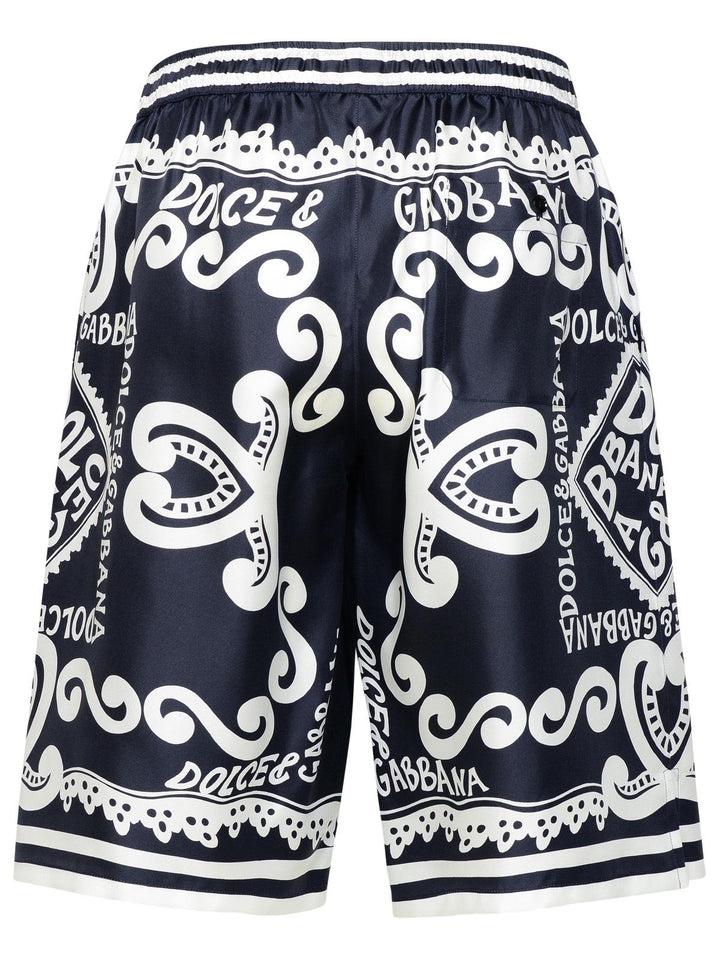 Dolce &amp; Gabbana Bermuda Shorts Navy Silk Joggers