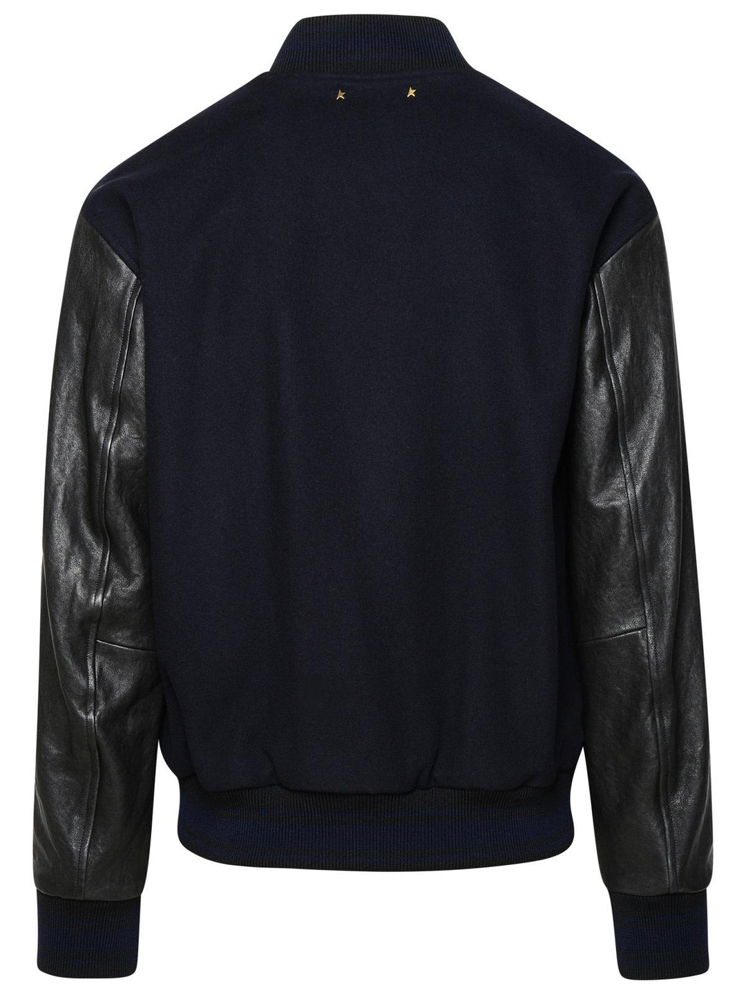 Golden Goose Bomber Jacket In Blue And Black Virgin Wool Blend Men