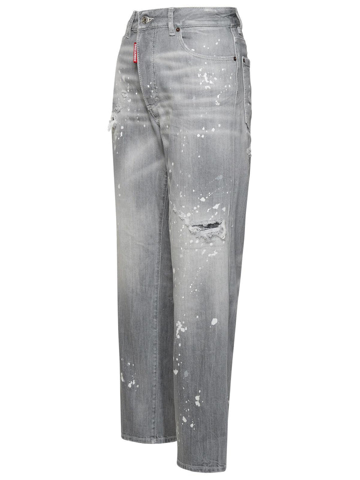 Dsquared2 Grey Cotton Blend Jeans Women