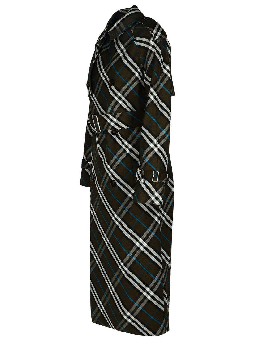 Burberry 'Check' Green Polyester Trench Coat Women