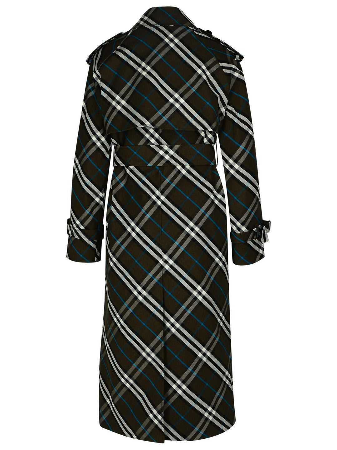 Burberry 'Check' Green Polyester Trench Coat Women