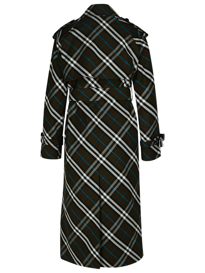 Burberry 'Check' Green Polyester Trench Coat Women