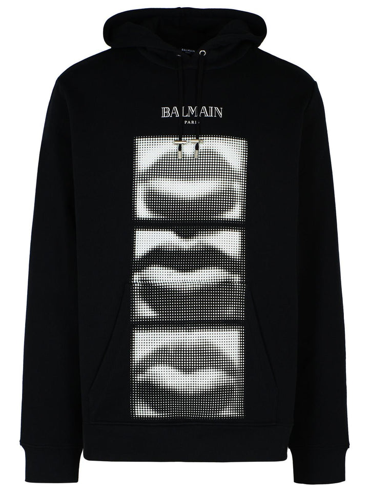 Balmain 'Lips' Black Cotton Sweatshirt Men