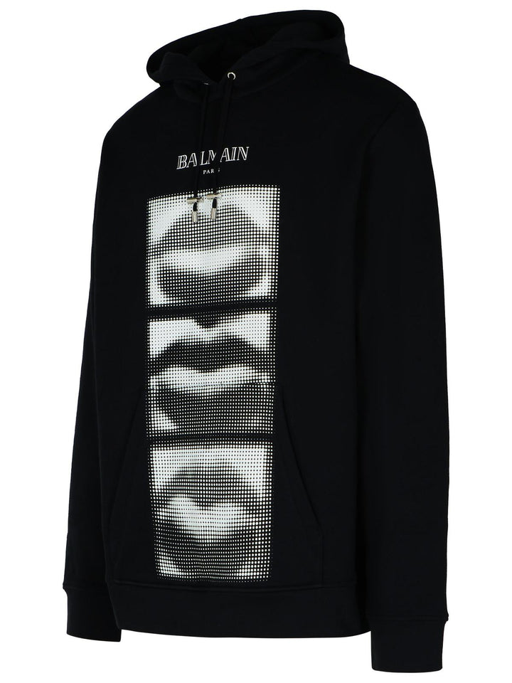 Balmain 'Lips' Black Cotton Sweatshirt Men