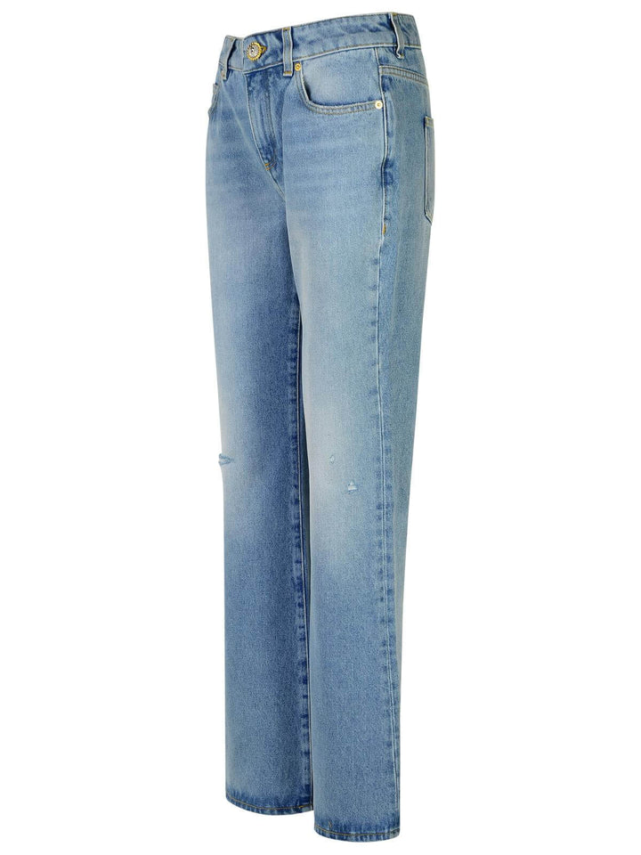 Balmain Light Blue Cotton Jeans Women