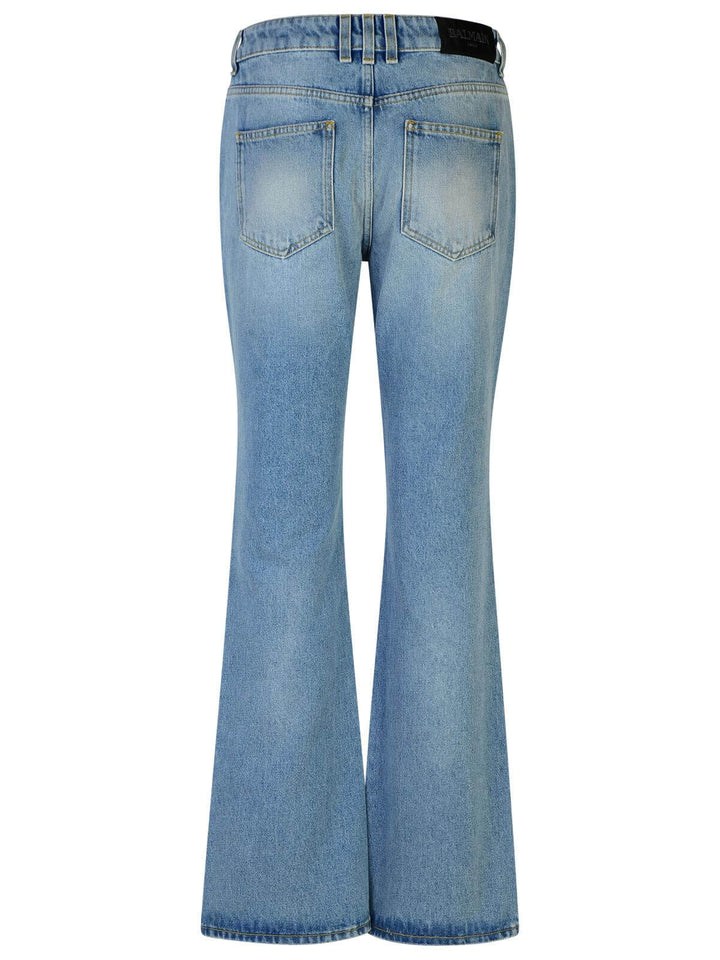 Balmain Light Blue Cotton Jeans Women