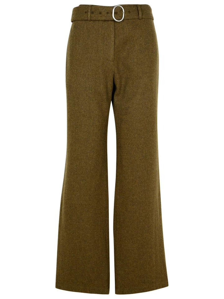 Jil Sander Green Wool Flannel Pants Women