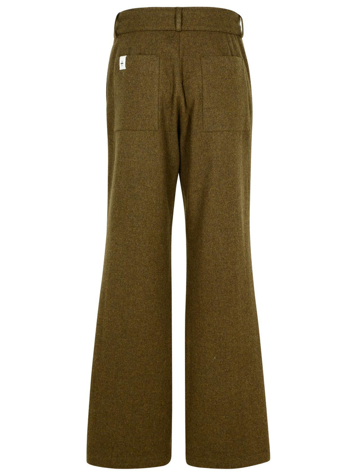 Jil Sander Green Wool Flannel Pants Women