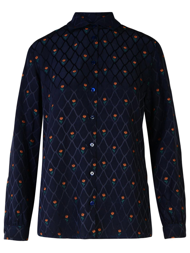 Etro Blue Silk Blend Shirt Women