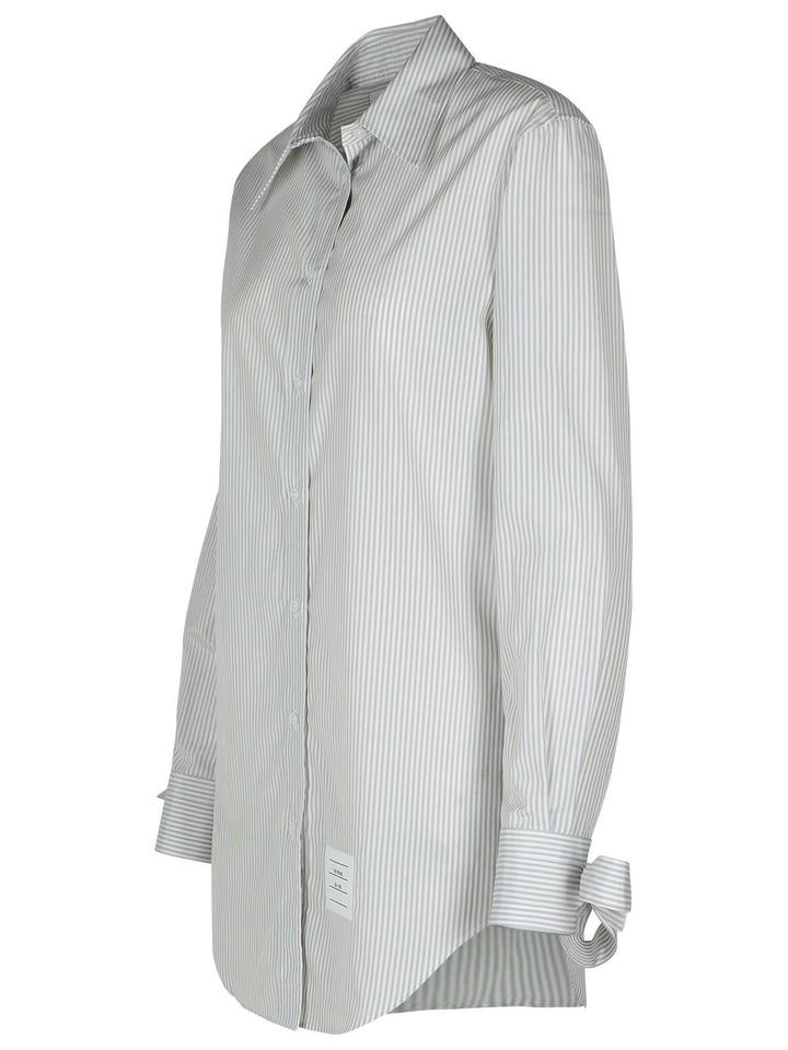 Thom Browne Long Shirt In Grey Silk Blend Women