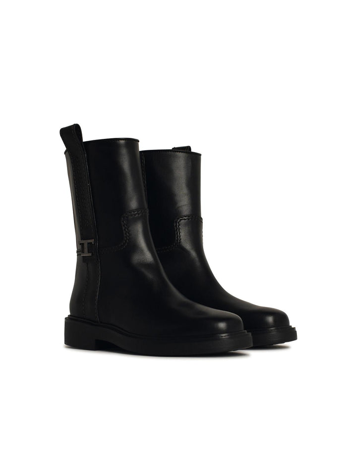 Tod's Black Leather Ankle Boots Women