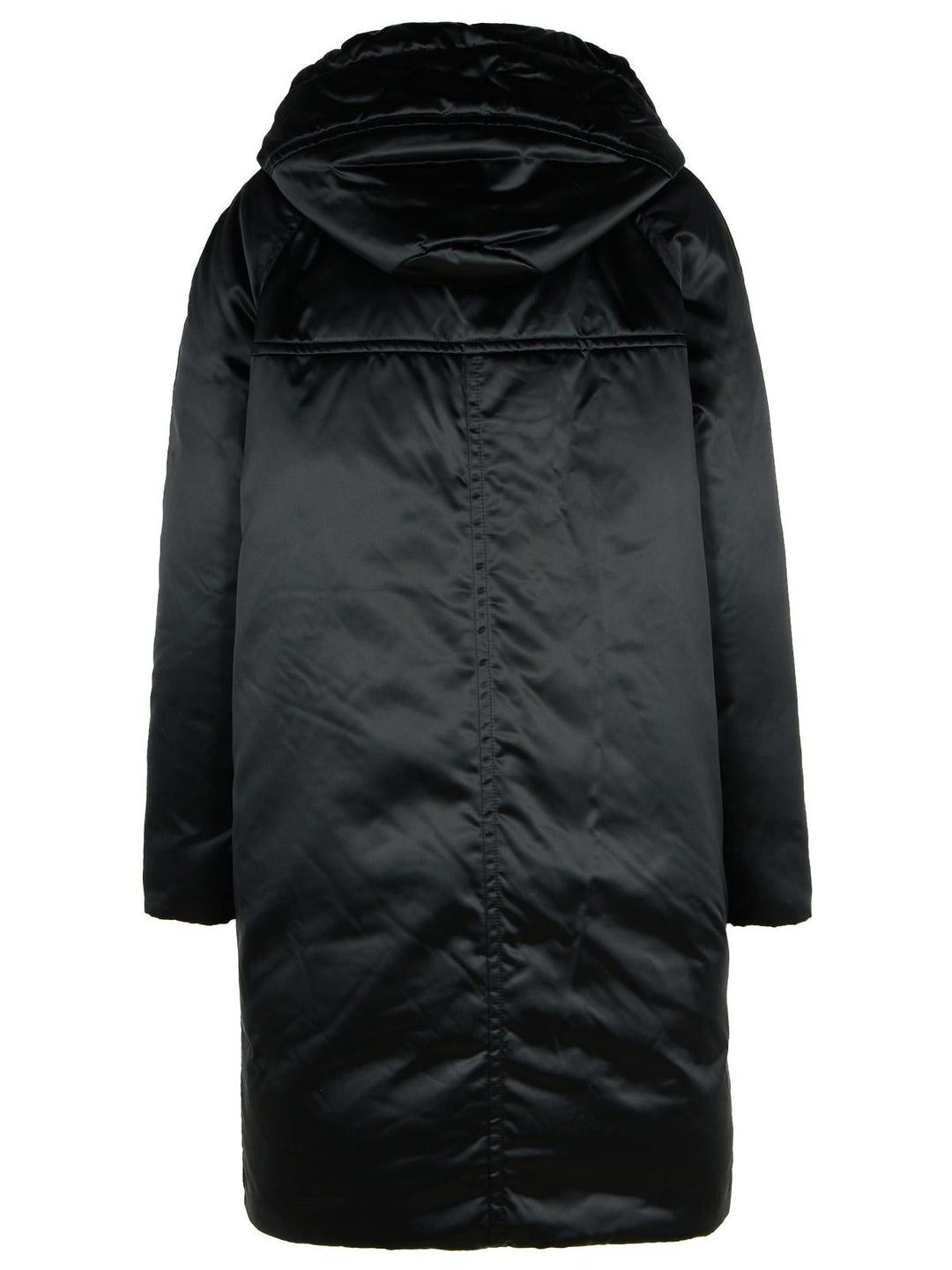 Black hooded coat on a white background