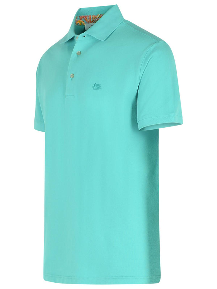 Etro 'Roma' Polo Shirt In Light Blue Cotton Men