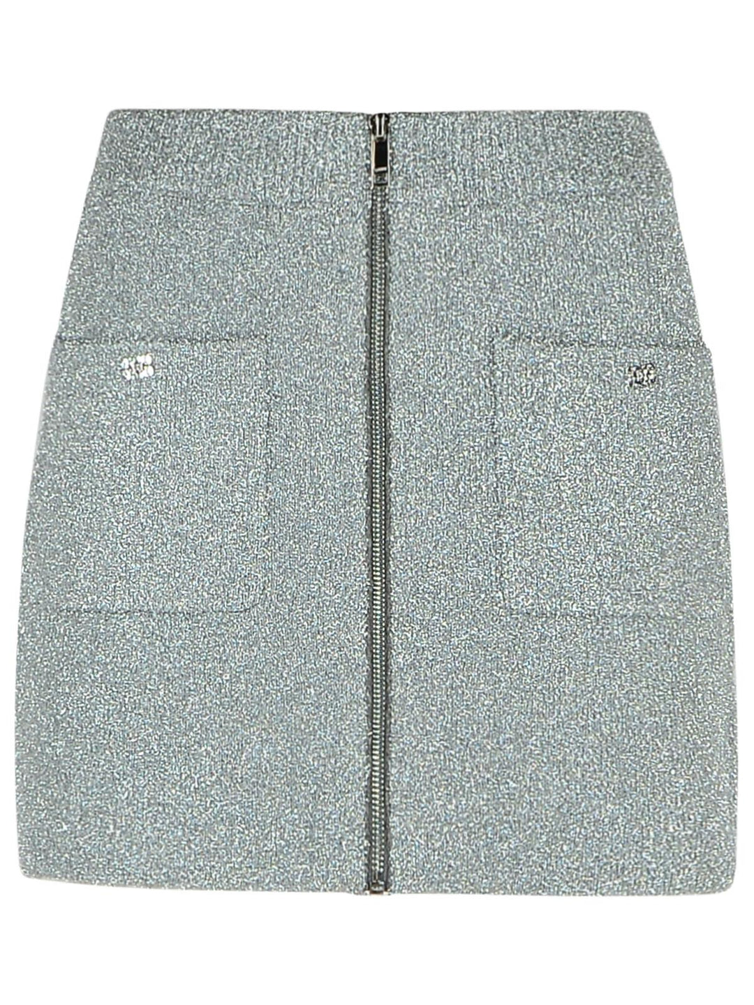 Ganni 'Sparkle' Silver Wool Blend Miniskirt Women