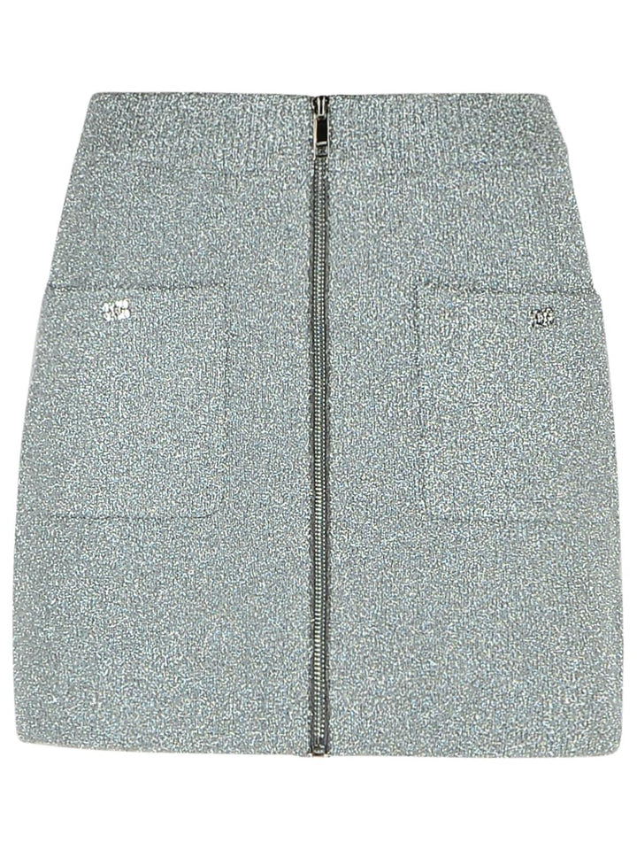 Ganni 'Sparkle' Silver Wool Blend Miniskirt Women