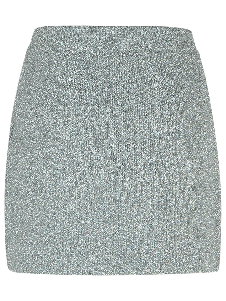 Ganni 'Sparkle' Silver Wool Blend Miniskirt Women
