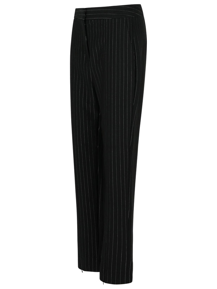 Ganni Black Viscose Blend Trousers Women