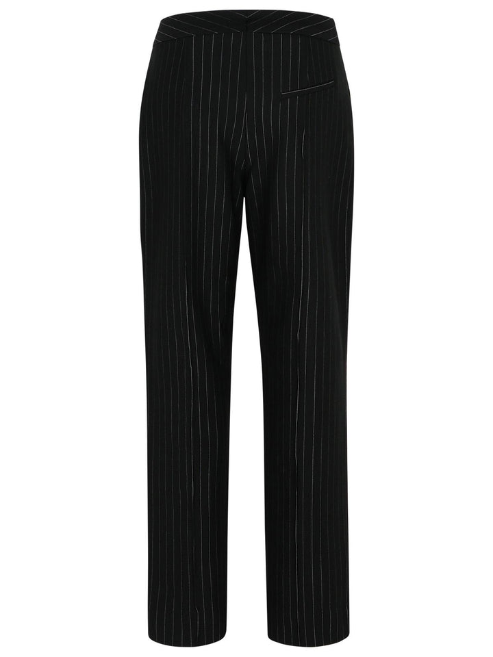 Ganni Black Viscose Blend Trousers Women
