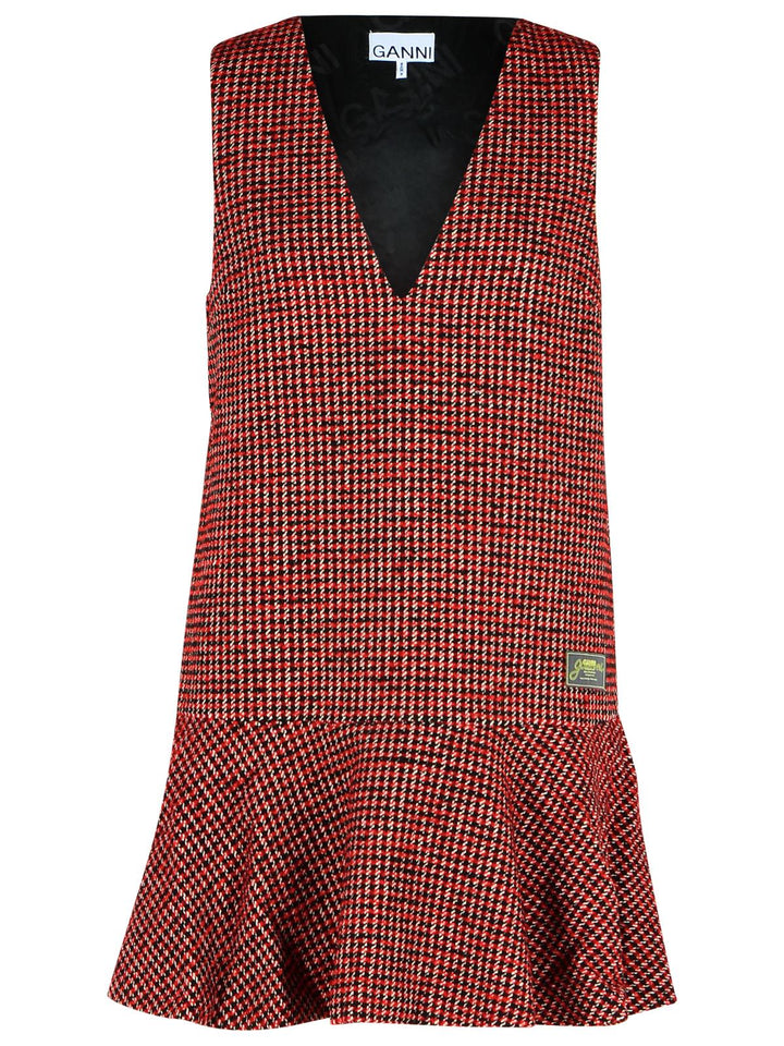 Ganni Red Wool Blend Dress Women