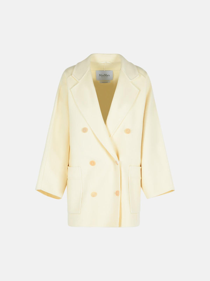 Max Mara 'Teddy Crop' White Wool Blend Coat Women