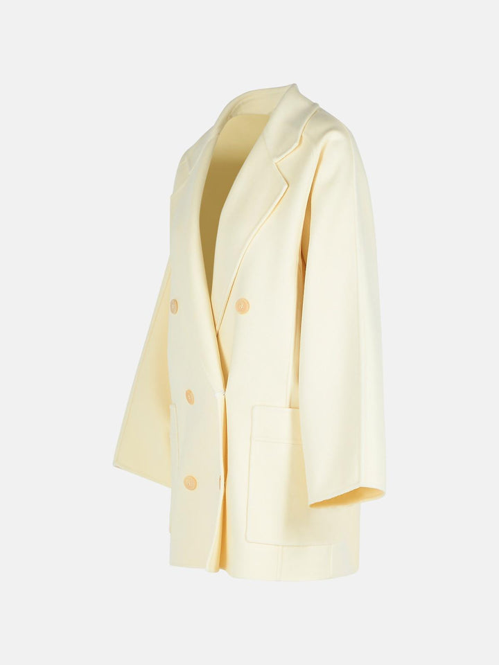 Max Mara 'Teddy Crop' White Wool Blend Coat Women