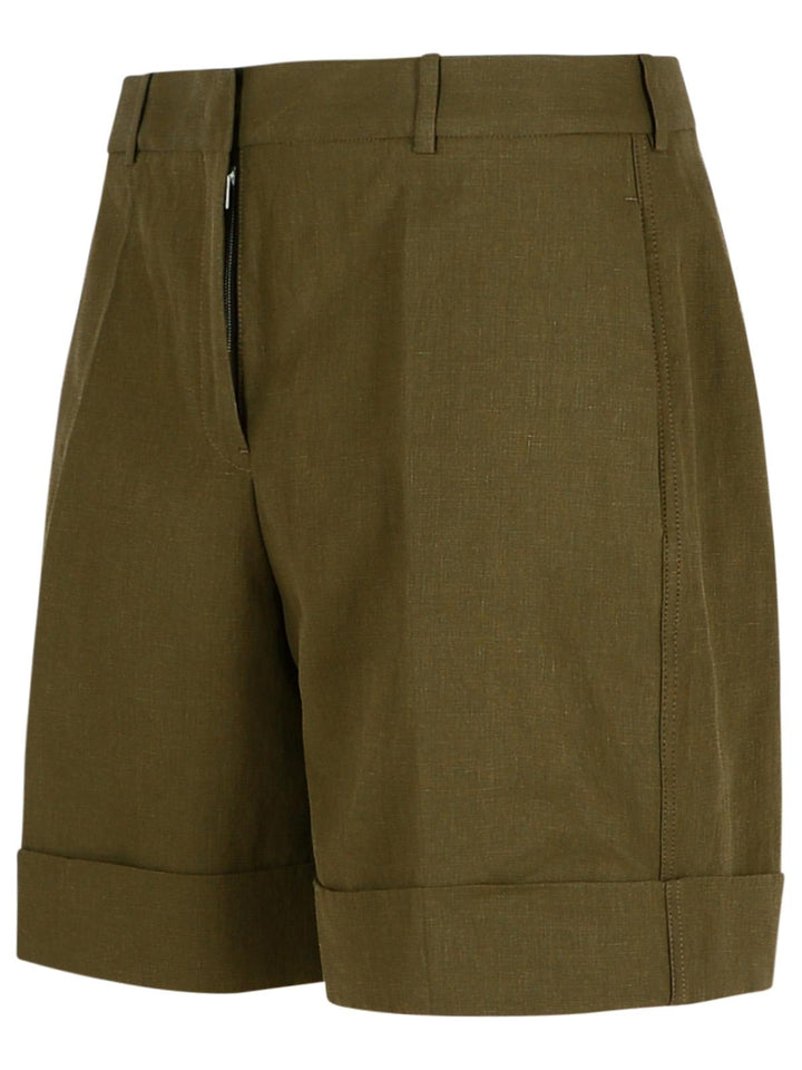 Jil Sander Green Linen Shorts Women