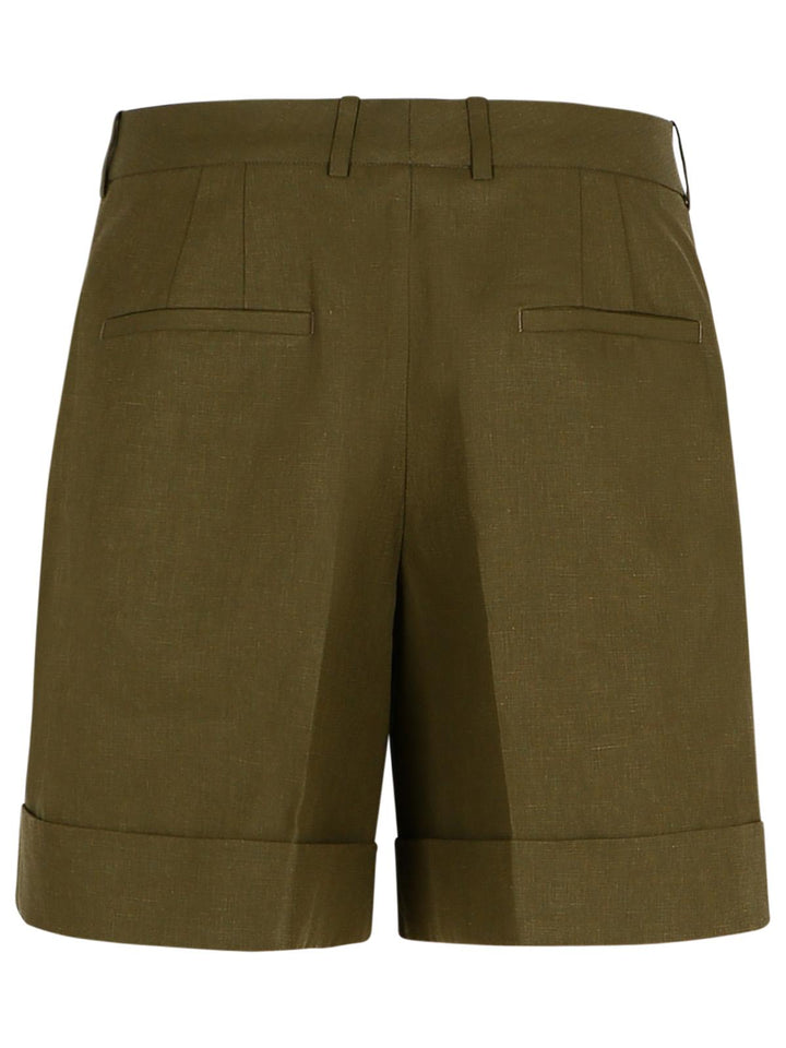 Jil Sander Green Linen Shorts Women