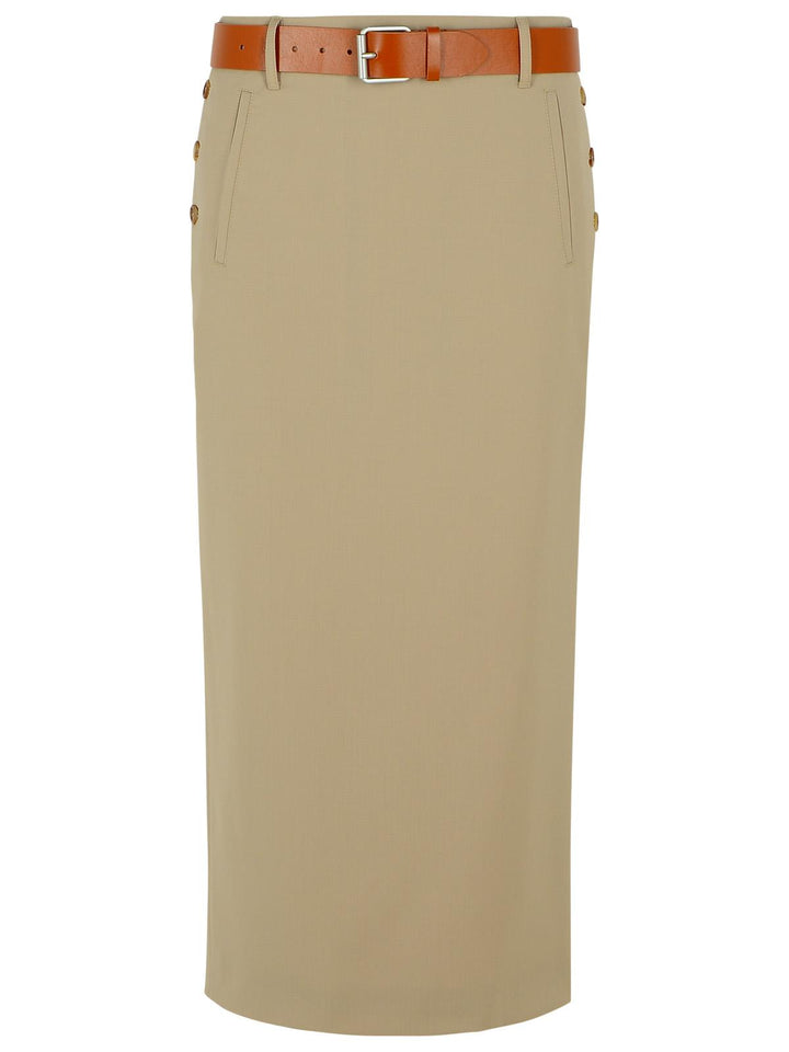 Moschino Beige Virgin Wool Skirt Women