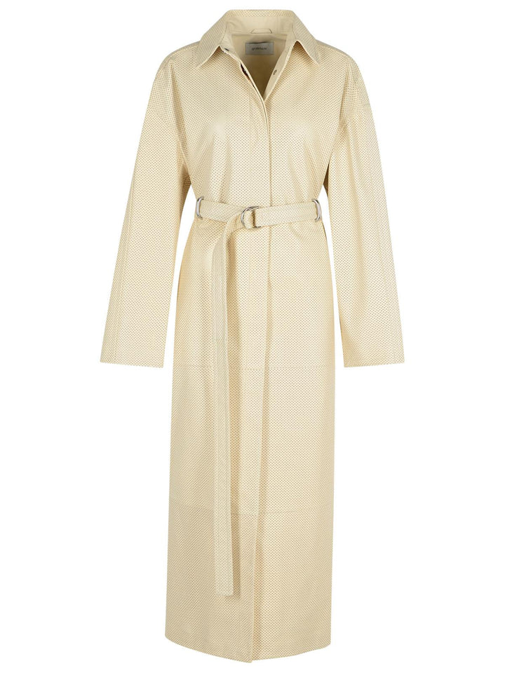 Sportmax Ivory Leather Trench Coat Women