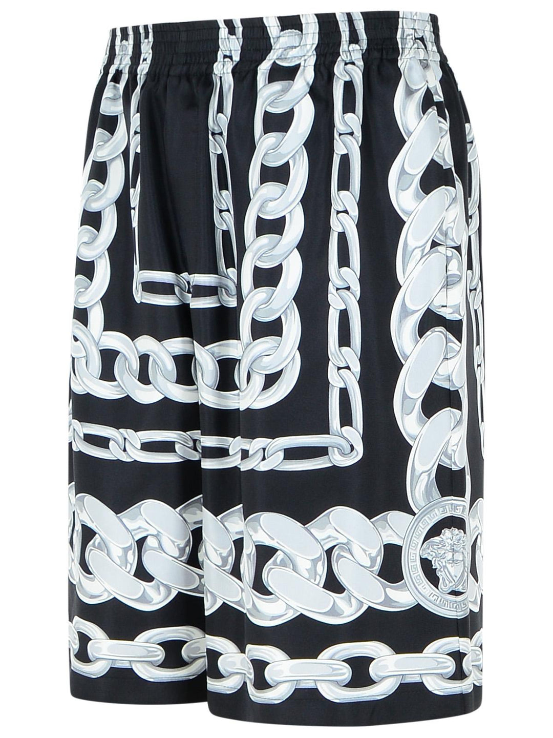 Versace 'Chains' Black Silk Bermuda Shorts Men