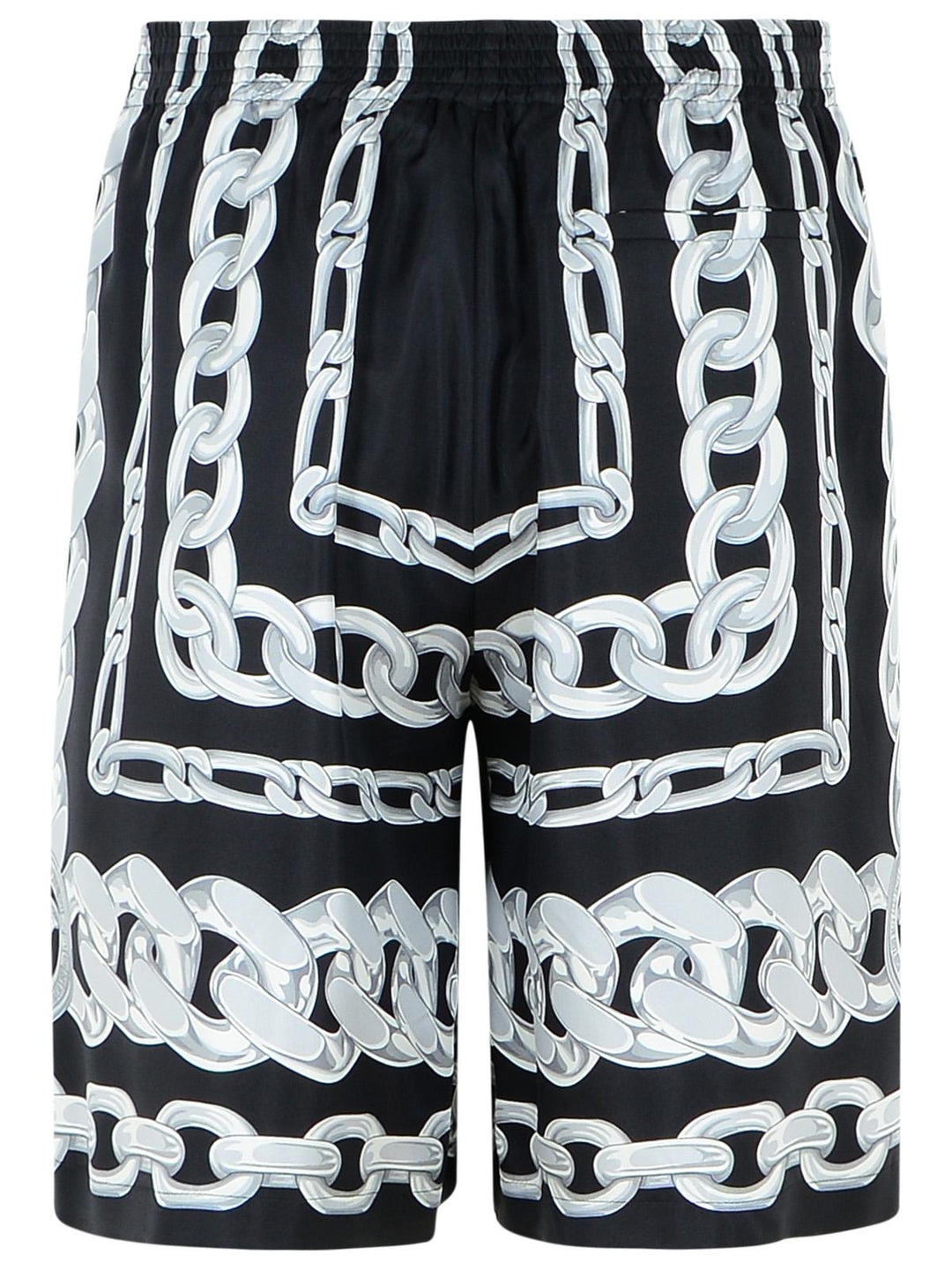 Versace 'Chains' Black Silk Bermuda Shorts Men
