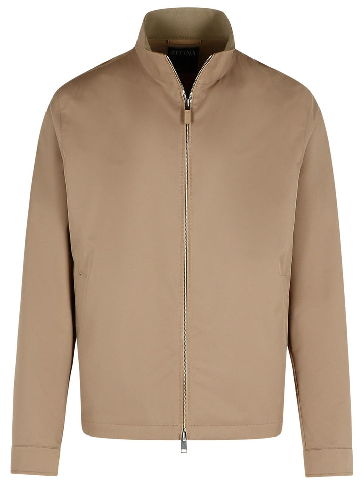 Zegna Beige Polyester Bomber Jacket Men