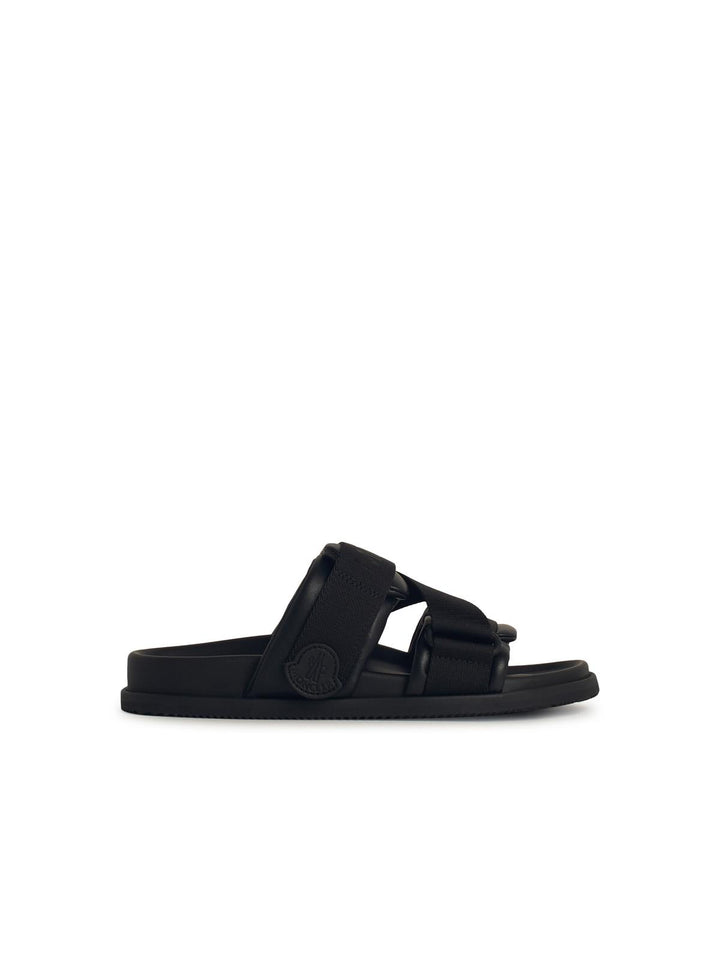 Moncler Black Leather Blend Sandals Women