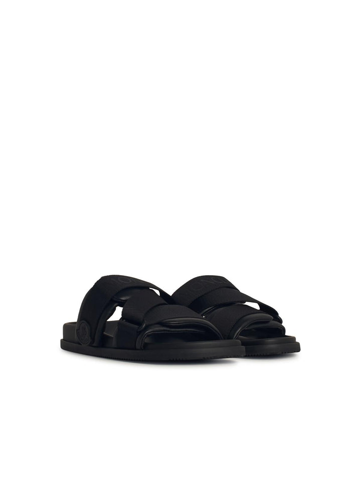 Moncler Black Leather Blend Sandals Women