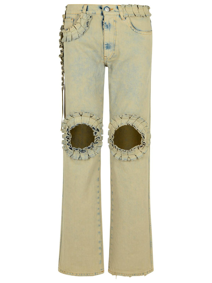 Coperni 'Ruffled' Grey Cotton Jeans Women