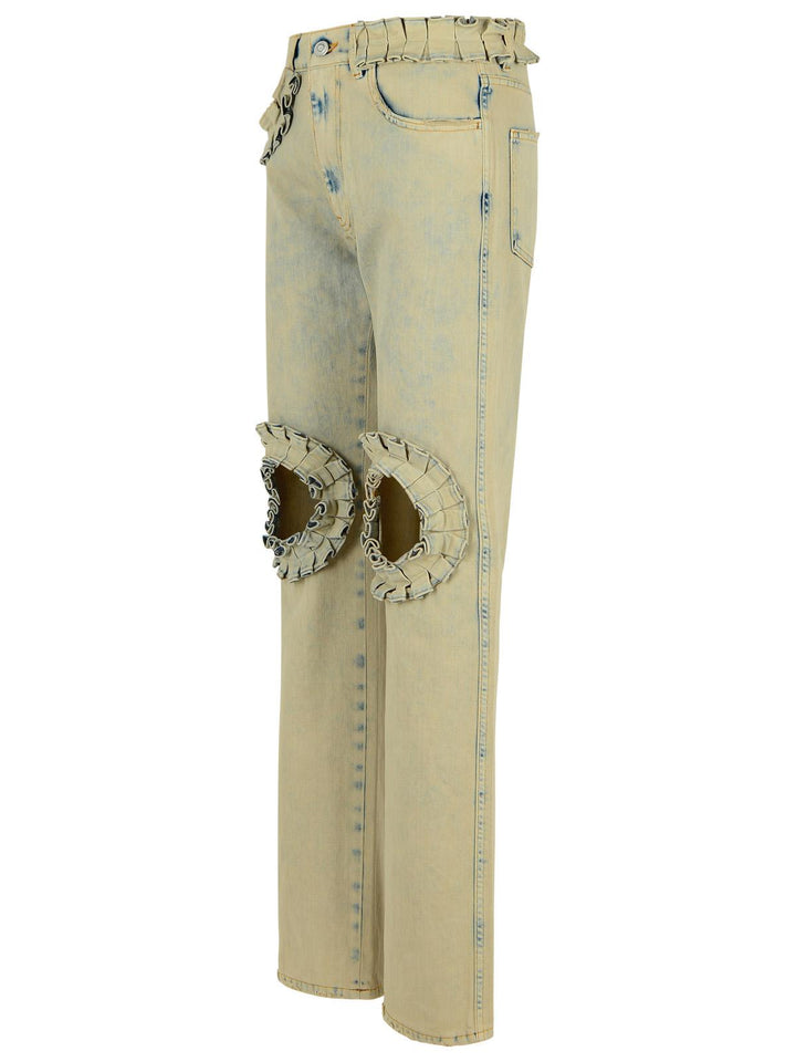 Coperni 'Ruffled' Grey Cotton Jeans Women