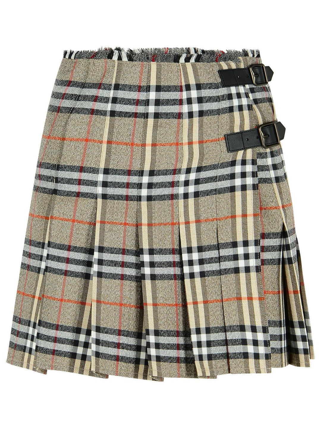Plaid kilt with black belt on a white background