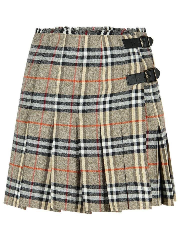 Plaid kilt with black belt on a white background