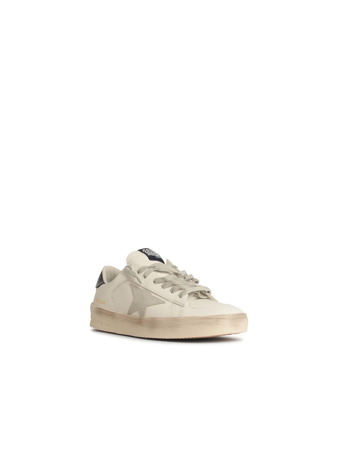 Golden Goose Men's Standard In White Leather With Grey Suede Star And Blue Leather Heel Men