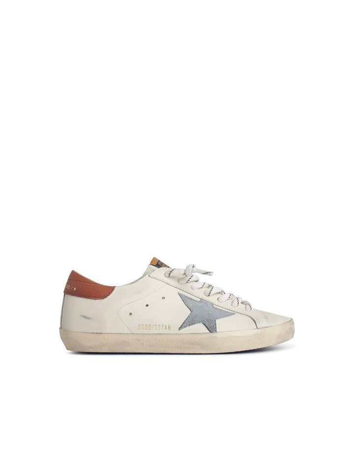 Golden Goose Super-Star' White Leather Sneakers With Grey Suede Star And Brown Heel Men